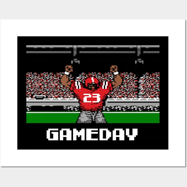 Red and Black Football Gameday Retro 8 Bit Linebacker Wall Art by SLAG_Creative